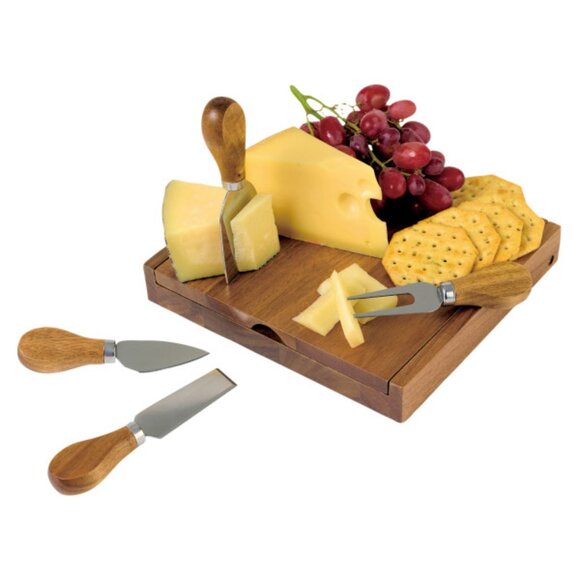 NEW La Cuisine Acacia Wood Cheese Board with Serving Set - Picture 5 of 9